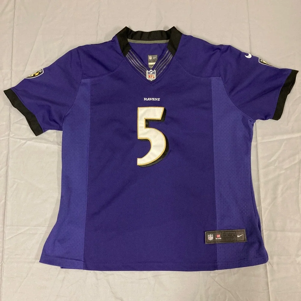 Nike Baltimore Ravens Joe‎ Flacco 5 Jersey Womens Large Purple NFL On Field
